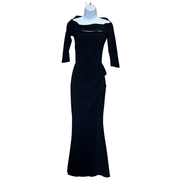 Chiara Boni La Petite Robe Black Ruched Gown Size 2 Italian Luxury Designer $995 - Picture 9 of 12